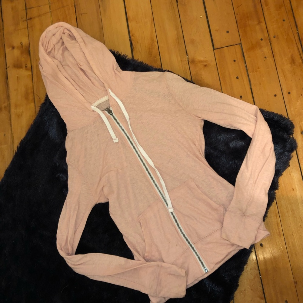 Pink Thin Zip Up Hoodie